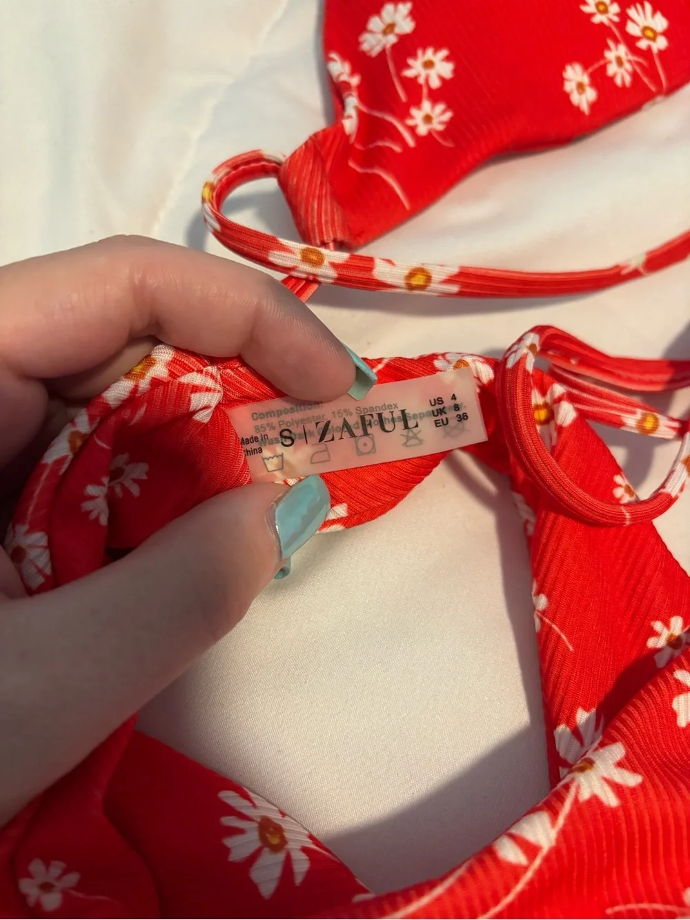 Zaful Red Floral One-Piece Cutout Swimsuit